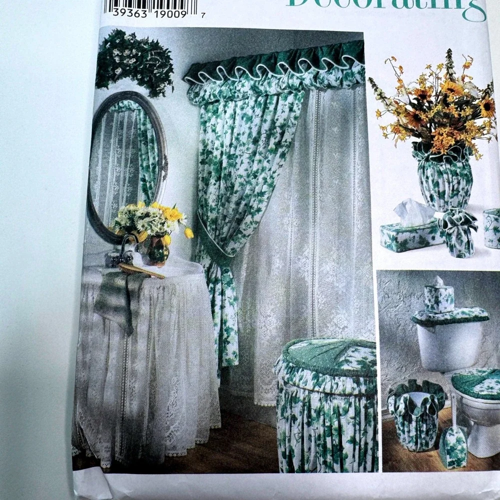 Simplicity 7183 Uncut Sewing Pattern Bathroom Decor Shower Curtain Sink Skirt